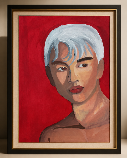 The Man with Winter in His Hair – Original Acrylic Painting | A4 Signed Portrait
