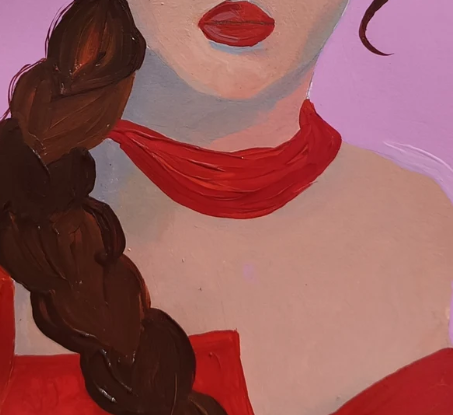 My Lady in Red – Original Acrylic Painting | A4 Signed Fine Art Portrait